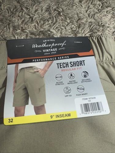 NEW Men's Weatherproof Vintage Tan Performance Tech Shorts Size 32 - Picture 14 of 14