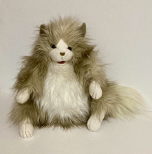 Folkmanis Fluffy Realistic Cat Plush Hand Puppet Moveable Mouth 10