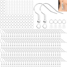 Hypoallergenic Earring Hooks, Ear Wires Fish Hooks, 600 Pcs Silver Earing Making