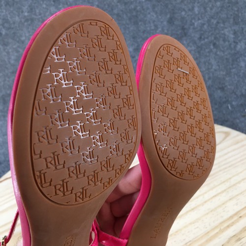 NEW Lauren Ralph Lauren Sandals Womens 8 Westcott Thong Slingback Pink Leather - Picture 15 of 19