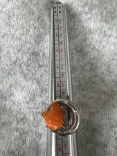 Cocktail Ring ,925 sterling silver.Natural Mexican Fire Opal.  Size O 2mm Band