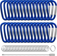 30PCS Aluminum Carabiner Clips, 2" D Shape Spring Snap Hooks Carabiner with 30PC