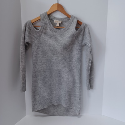 MICHAEL KORS Gray Peek a Boo Cold Shoulder Wool Mohair Blend Sweater Size XS