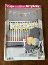 Simplicity S8939 Sewing Pattern Nursery Decor Rail Guard Pillow Throw etc - New