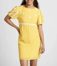 ModCloth 70s Retro Yellow Daisy Mini Shift Dress Floral Boho Festival Size 4 NWT