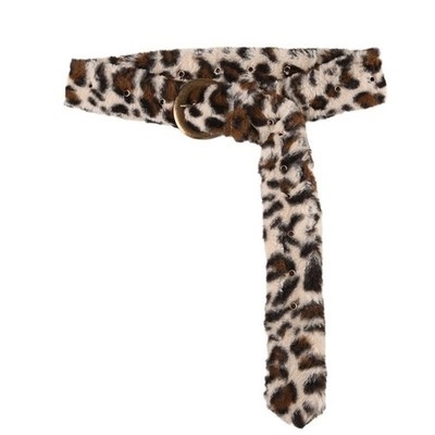 Leopard Pattern Belt Furry Plush Belt Western Waistband for Hiphop Nightclub Use
