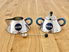 ALESSI Zuckerdose mit Löffel und Milchkännchen - Edelstahl - Michael Graves