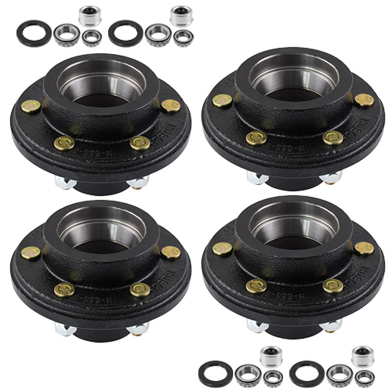 4pcs Trailer Hubs Convert Mobile Home with Bearings 6000# 6 Lug 6x5.5 Idler Axle