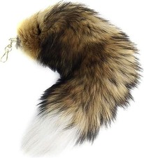 Fluffy Fox Tail Real Fur Keychain Cosplay Toy Party Costume Furry Wolf Tails