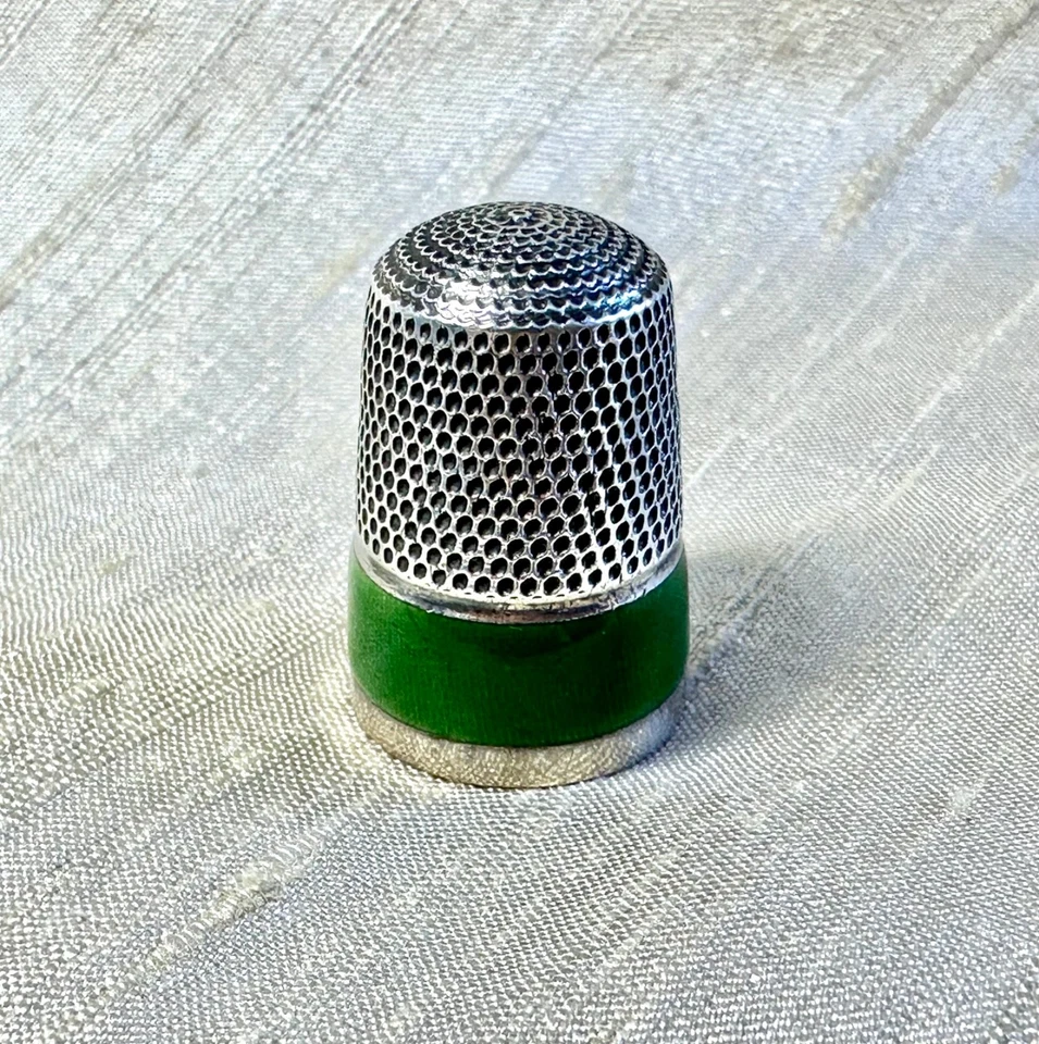 Sellos antiguos de de dedal de plata esterlina y esmalte de 1910 James Fenton Birmingham Foto 3 de 4