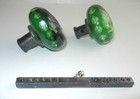 2 DOORKNOBS/SPINDLE DARK GREEN GLASS CUT TO CLEAR DESIGN PRISMAT[C F r e e SHIPP — photo 5