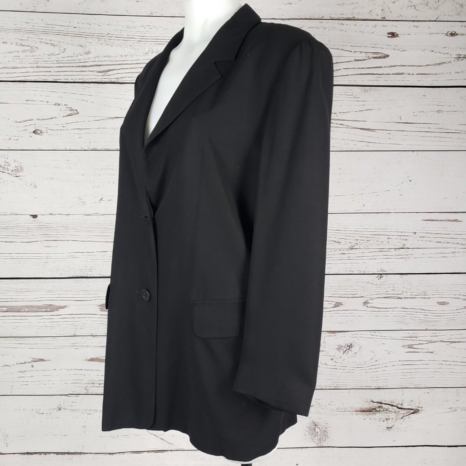 MaxMara 2-Button Solid Black Black Blazer Jacket … - image 7