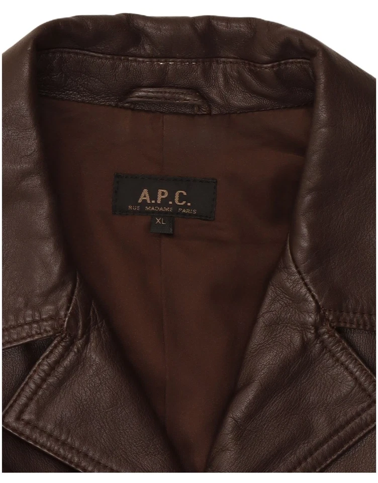 A.P.C Mens Leather Utility Jacket UK 42 XL Brown Leather RS06 - Image 3 of 3