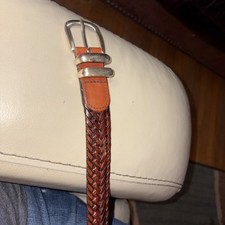 Fossil Genuine Laramie Leather Men Braided Belt Sz 36 Brown MB2265222