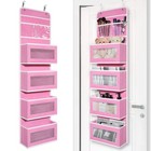 4 Pocket Over Door Organizer for Closet Bathroom Nursery Pink