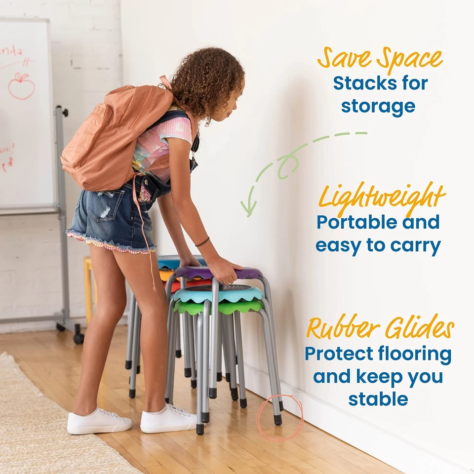 Juego de taburetes apilables Daisy, asientos flexibles, surtidos, 8 piezas Foto 3 de 4