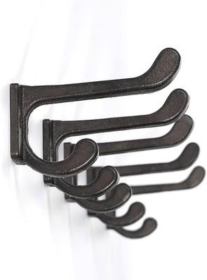 5 Pack Heavy Duty Cast Iron Wall Coat Hooks Antique Black Hat Robe Towel Hanger