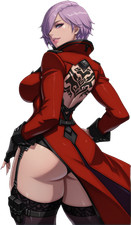 Purple-haired woman looking back Vinyl Car Decal Sticker 7" Weatherproof