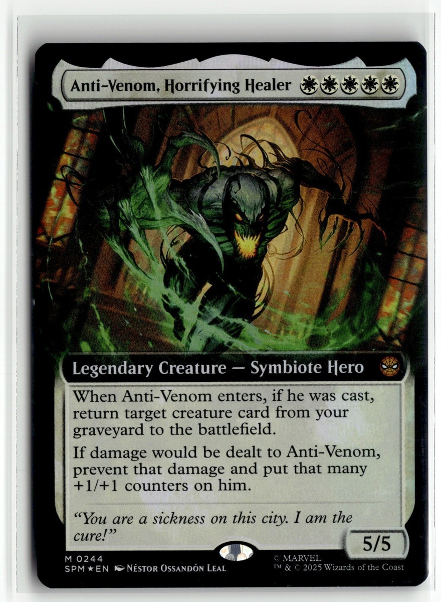 Anti Venom Horrifying Healer 0244 Borderless FOIL Spider Man MTG Magic Card  NM