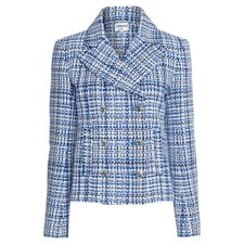 Coco Button Tweed Jacket Women Blue Size 38