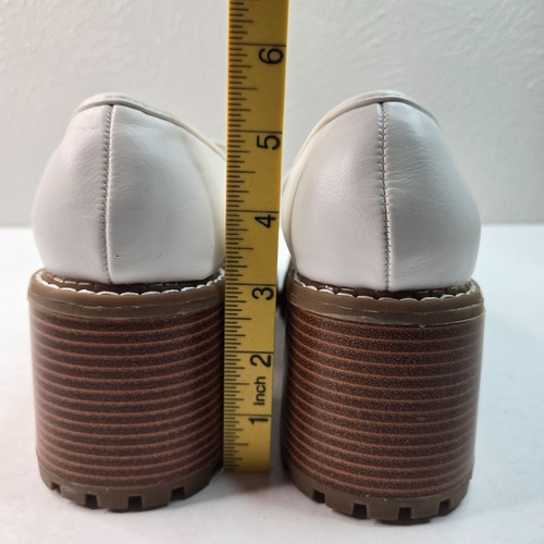 Mocassini Penny platform bianchi Y2K preppy suola antiscivolo scarpe eleganti taglia 10 - Foto 5 di 11