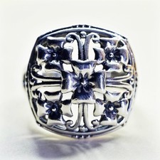 Size 6.25, vintage Sterling silver handmade ring, 925 filigree flower band