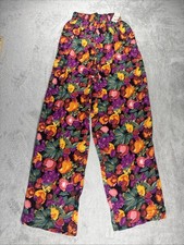 Vintage Carole Little Women's 90's Pants Drawstring Tropical Fauna Size 12