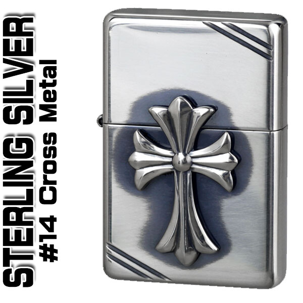 Zippo Oil Lighter Cross Metal 1937 Flat Top Diagonal Line Sterling 