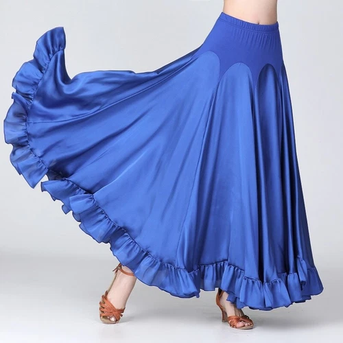 Damen Satin Ballsaal Rock modern Tanz Tanzkleidung Rüschen Walzer Tango Swing - Bild 9 von 20