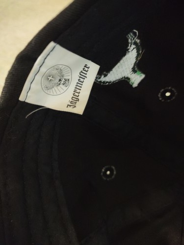 Jagermeister Black Cotton Ball Cap with Logo Patch Leather Strapback - Picture 6 of 7