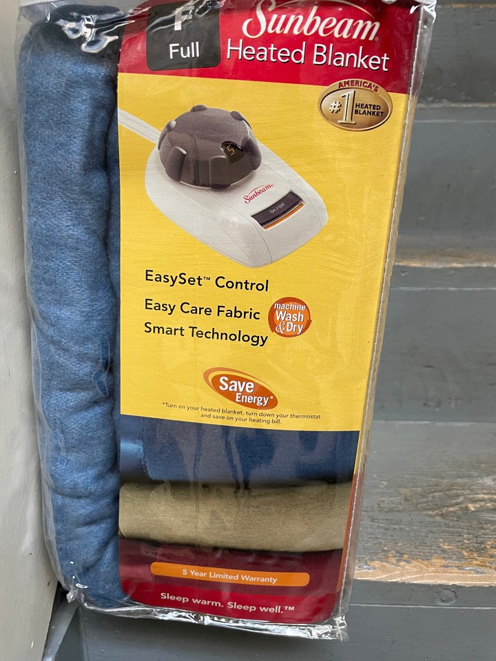 NIB Sunbeam Heated Blanket Dual Controls Full Size ThermoFine Warming
