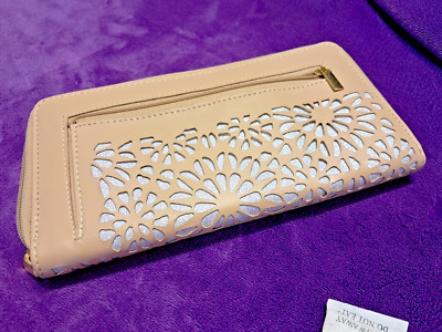 CHIARA AMBRA Geldbörse Clutch Beautytasche in beige / silber  /*NEU ohne Etikett