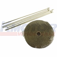 Exhaust Header Heat Wrap With Stainless Ties Titanium Fit For Car Truck Boat Rv