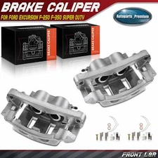 Pair Front Brake Calipers w/ Bracket for Ford F-250 F-350 Super Duty Excursion