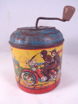 Ancien jouet tôle boîte moulin musical Emile Camelin jeux enfants France EC 1920