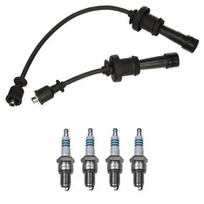 Denso Wire Set 7mm & 4 Iridium Power Spark Plugs 0.044 Kit For Hyundai Kia 2.4L