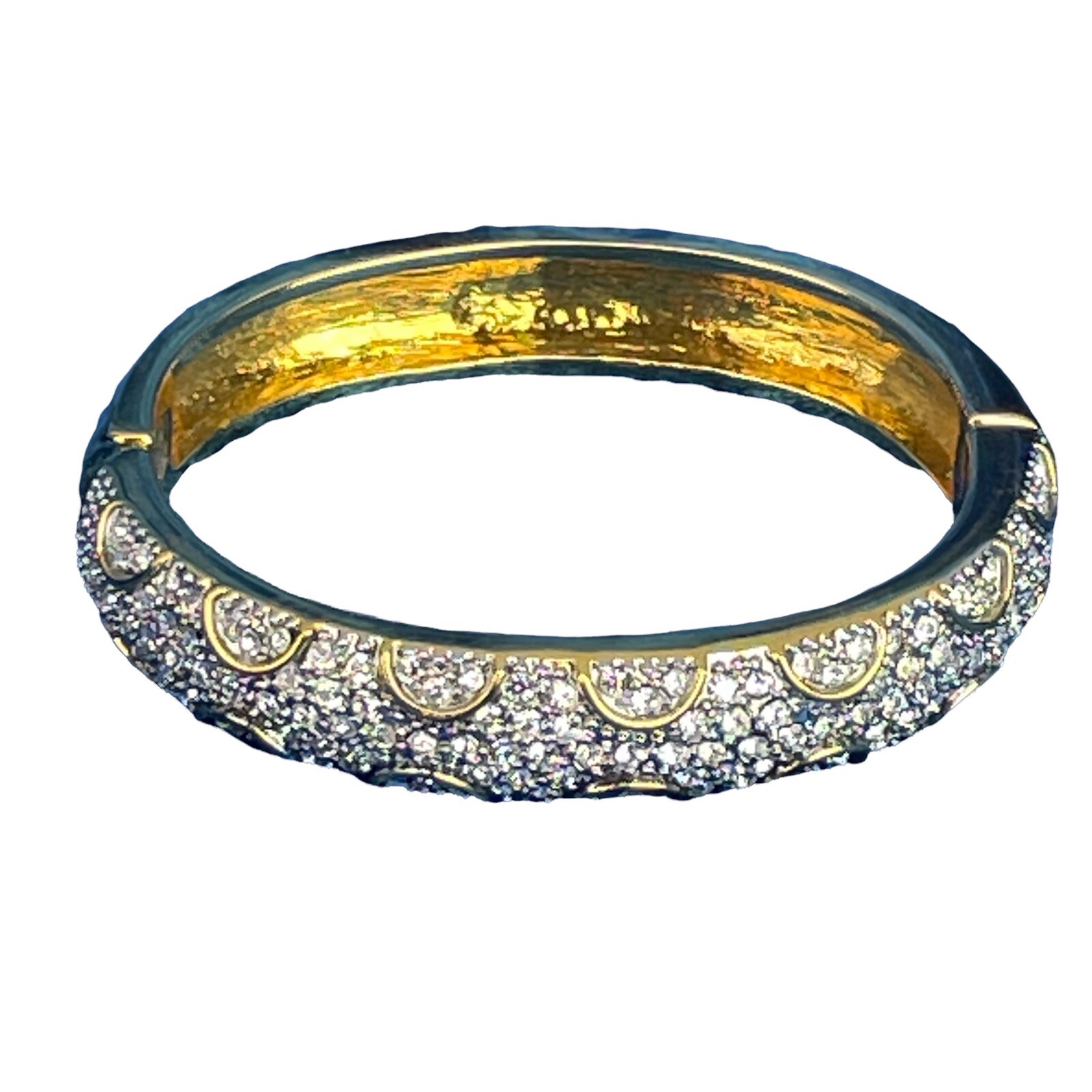 Statement Cuff Bracelet Clear Rhinestone Silver &… - image 2