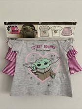 Star Wars The Mandalorian Girl's Baby Yoda 3 Piece Set . Size 3T