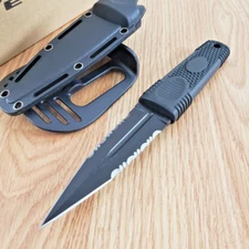 Rite Edge Battle Fixed Knife 4" Black Finish Stainless Steel Blade Nylon Handle