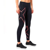 2xu Mid Rise Womens Compression Tight Black/fiery Coral 2xu Mid Rise Womens Compression Tight Black/fiery Coral