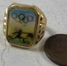 Vintage 1950's Kids Junk Drawer Vari-Vue Ring Olympic Fencing
