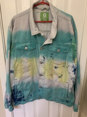 Lightweight Jacket Mens Tie Dye Denim Jacket Demolition Jean