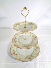 Jyoto China Occupied Japan JY020  3 Tier Hostess Tidbit Party Tray