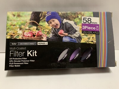 VIVITAR Multi-Coated FILTER KIT 58mm Kit 3 Pieces UV -CPL - FDL New.