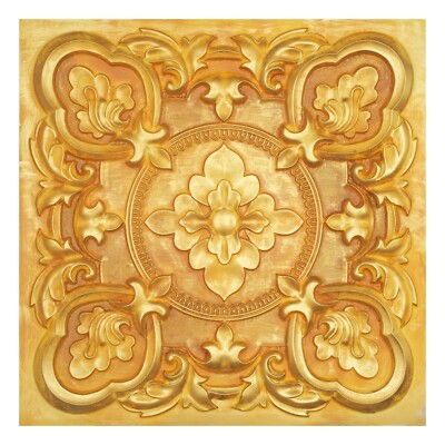 Vintage Embossed Tin Ceiling Tiles Plastic Panel for Walls PL30 Golden 10pcs