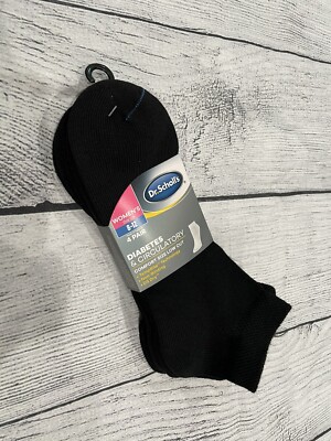 Dr Scholls Women Diabetes Circulatory Ankle Socks Shoe Size 8-12 Black  4-Pair Q1