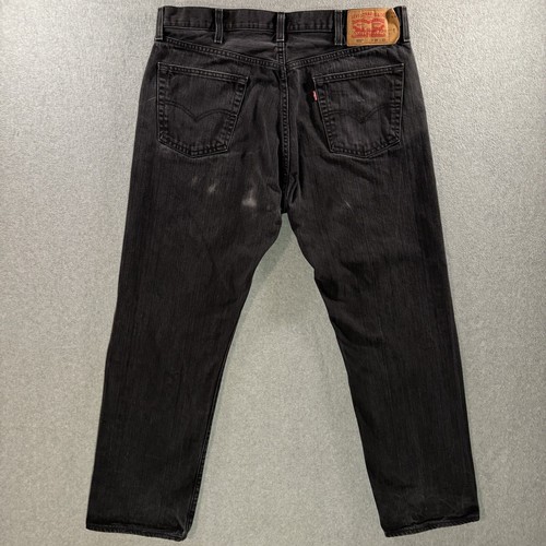 Levi's 501 XX Black Jeans Button Fly Faded Distressed 501xx Men’s 38x32 (38x30) - Picture 2 of 14