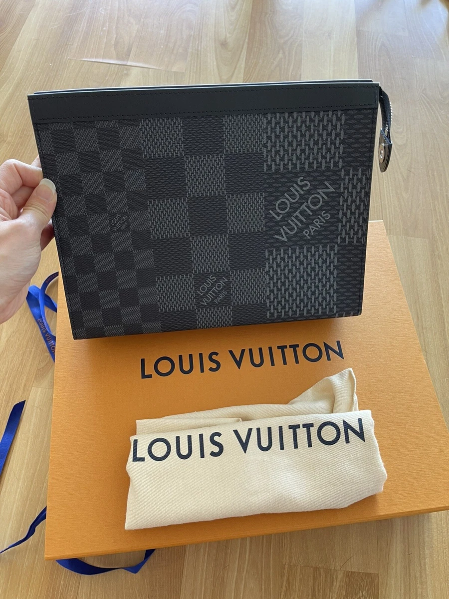 Louis Vuitton Pochette Voyage Clutch Bag MM Gray Graphite NWT And Box!