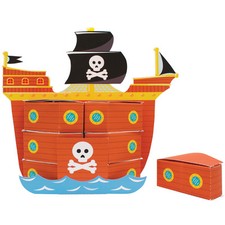 Pirate Ship Favor Box Centerpiece, Treat Box Birthday Party Table Decor Loot 8p