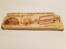 Vintage Wonderart No. 7 SO. E. Z. Automatic Hook Rug Needle Craft Wool Yarn Box